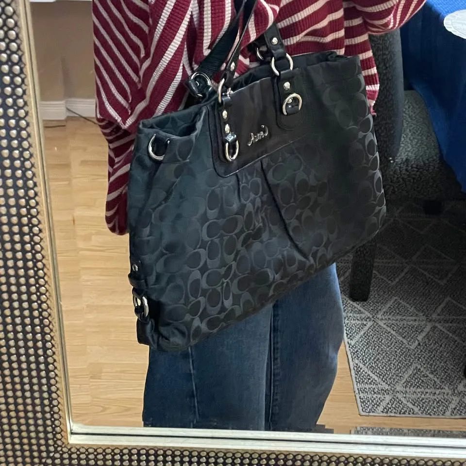 Coach Ashley Black Canvas Shoulder Bag image indicator(5)