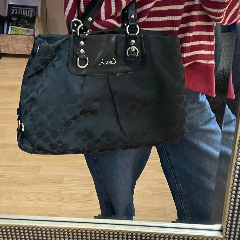 Coach Ashley Black Canvas Shoulder Bag image indicator(6)