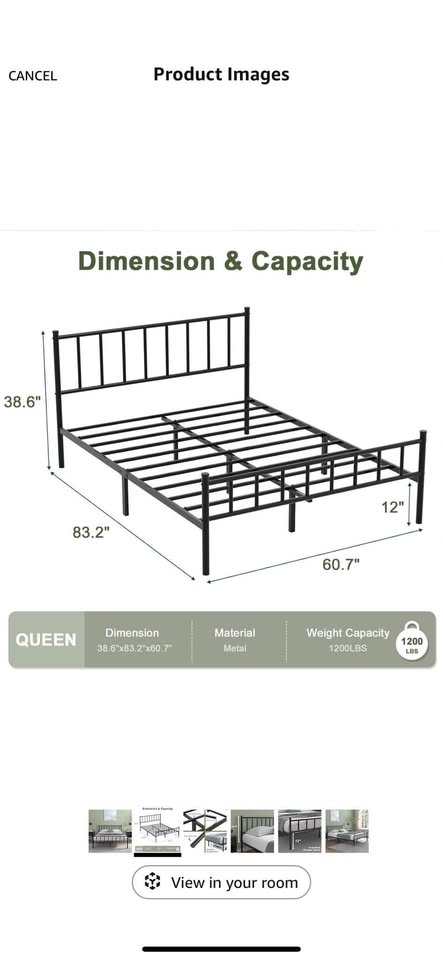 Queen Bed frame (metal black) - photo 2