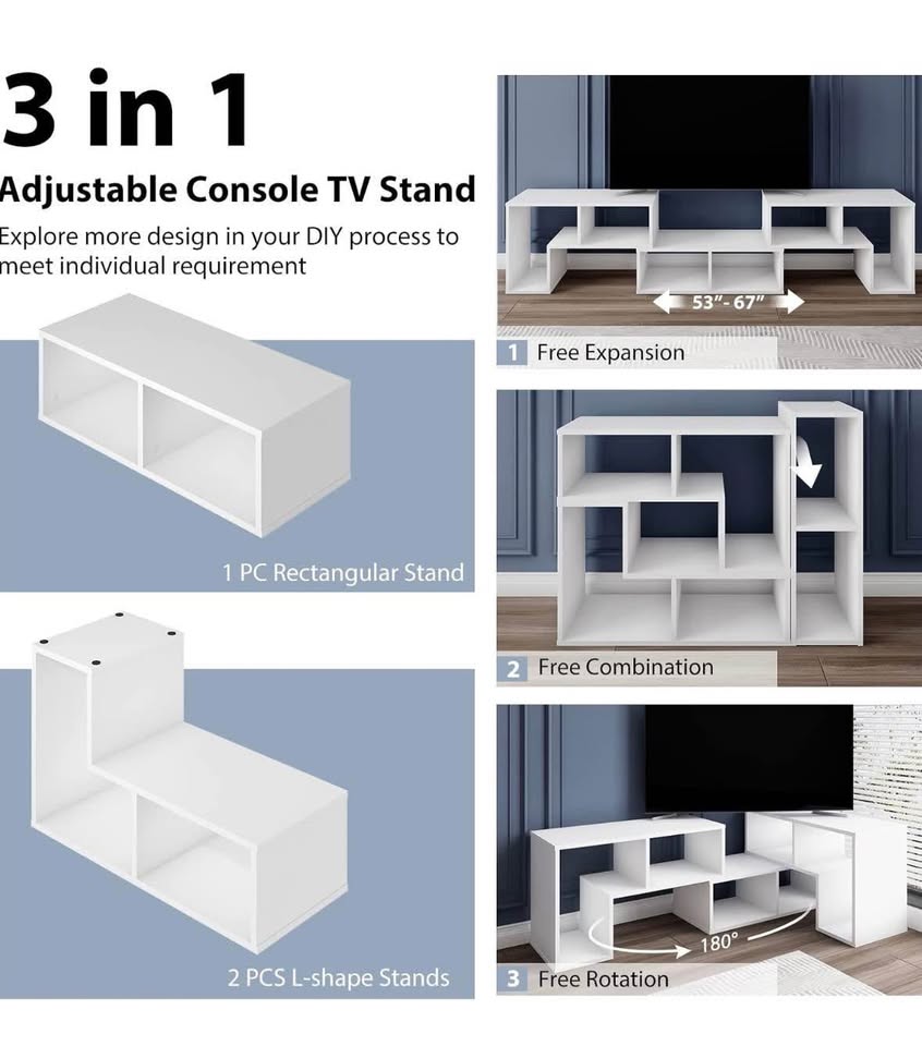 White 3 piece TV stand with combinations. - photo 5