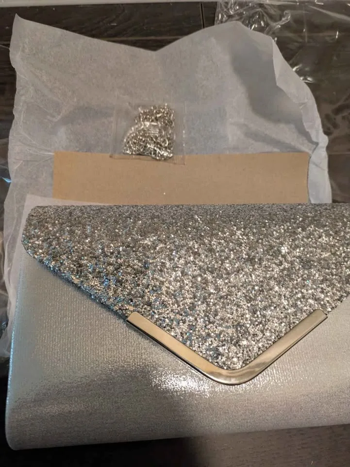 Brand new sparkling glitter evening bag with jewelry combo set image indicator(6)