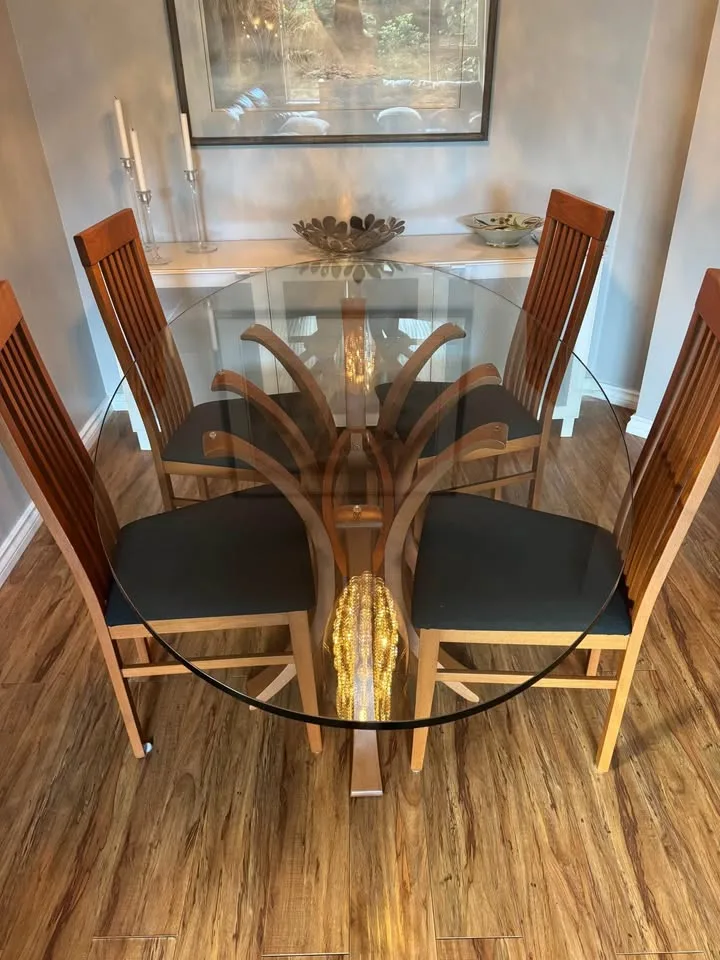 MCM teak and glass dining table image indicator(2)