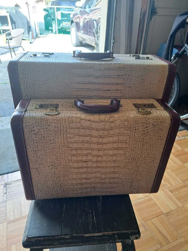 Vintage McBrine Crocodile-Embossed Suitcase thumbnail