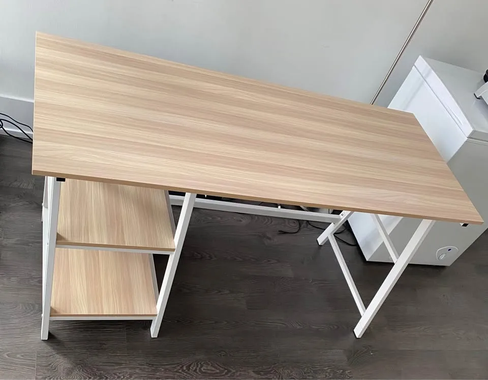 Computer desk with 2 layer open shelf storage image indicator(2)