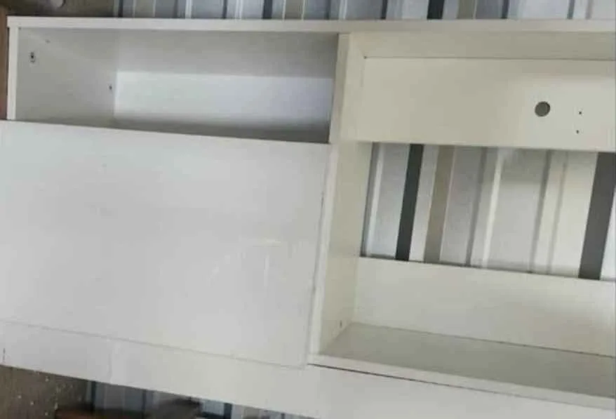 Tv stand white 80"Lx21"Hx14"W still has wrap on doors image indicator(3)