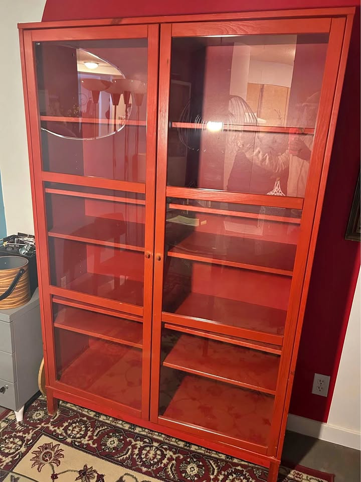 Red Glass Door Cabinet