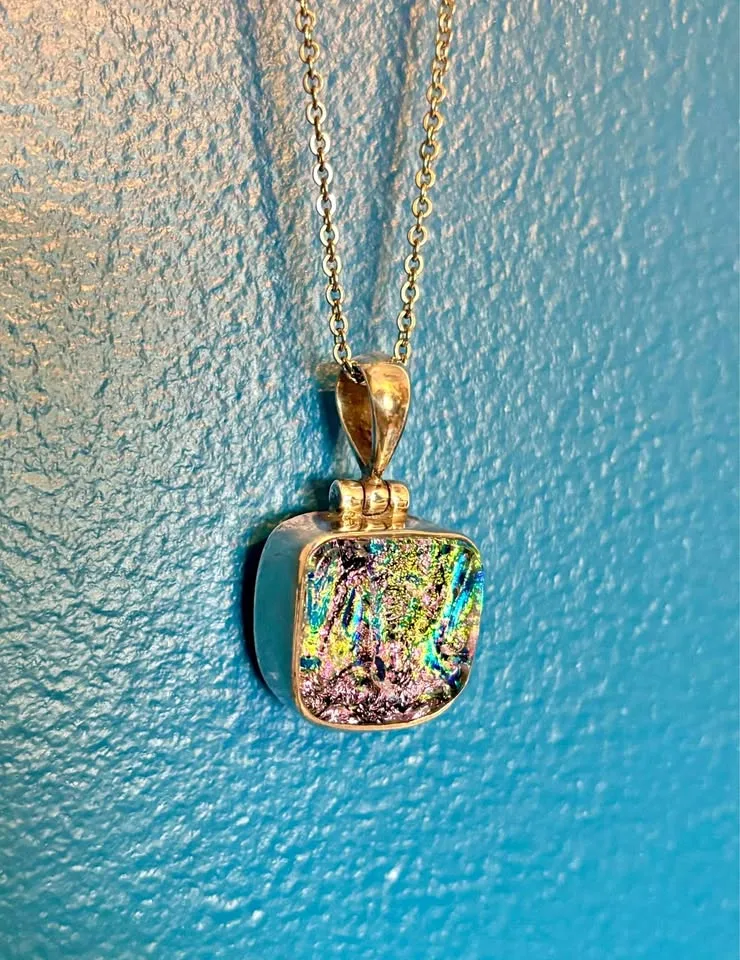 Silver fused glass necklace-$20 thumbnail