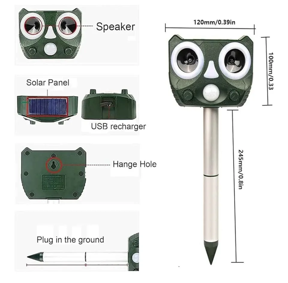 Solar Powered Ultrasonic Animal Repeller image indicator(5)
