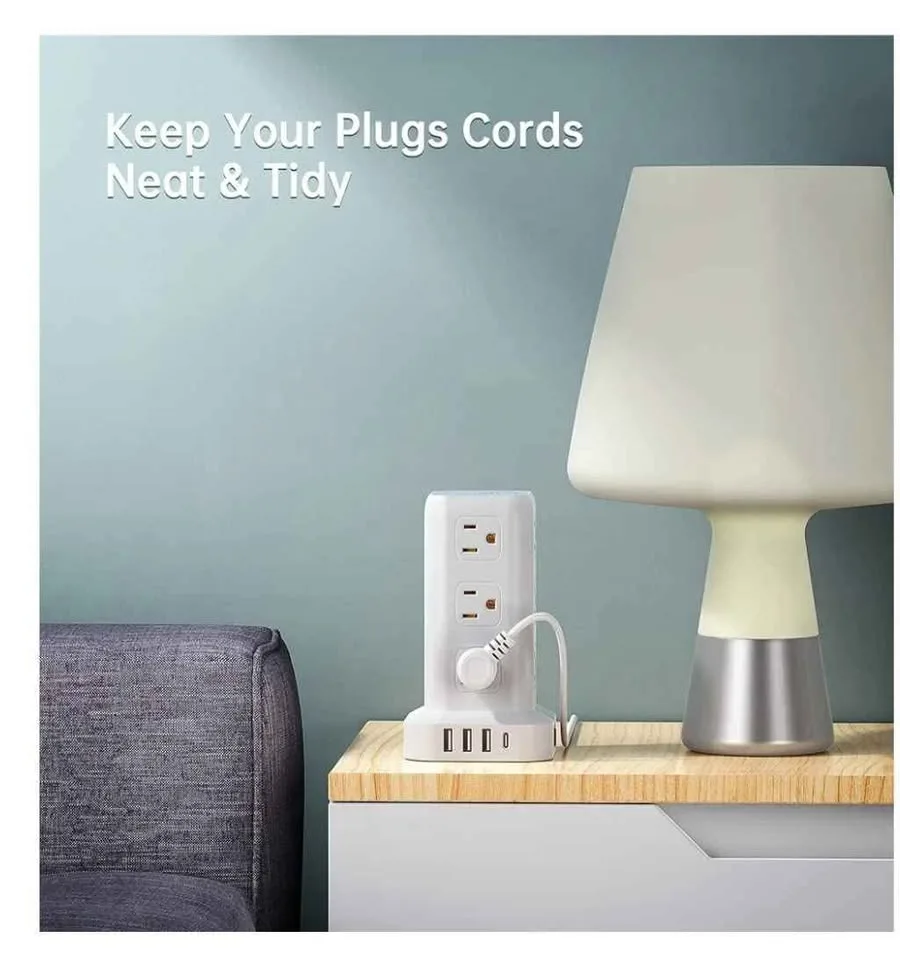 Power Strip Tower Surge Protector 12 Outlets 4 USB image indicator(2)