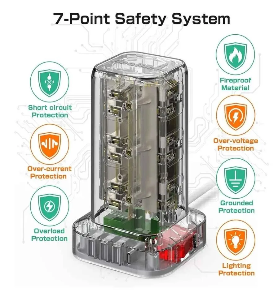 Power Strip Tower Surge Protector 12 Outlets 4 USB image indicator(6)