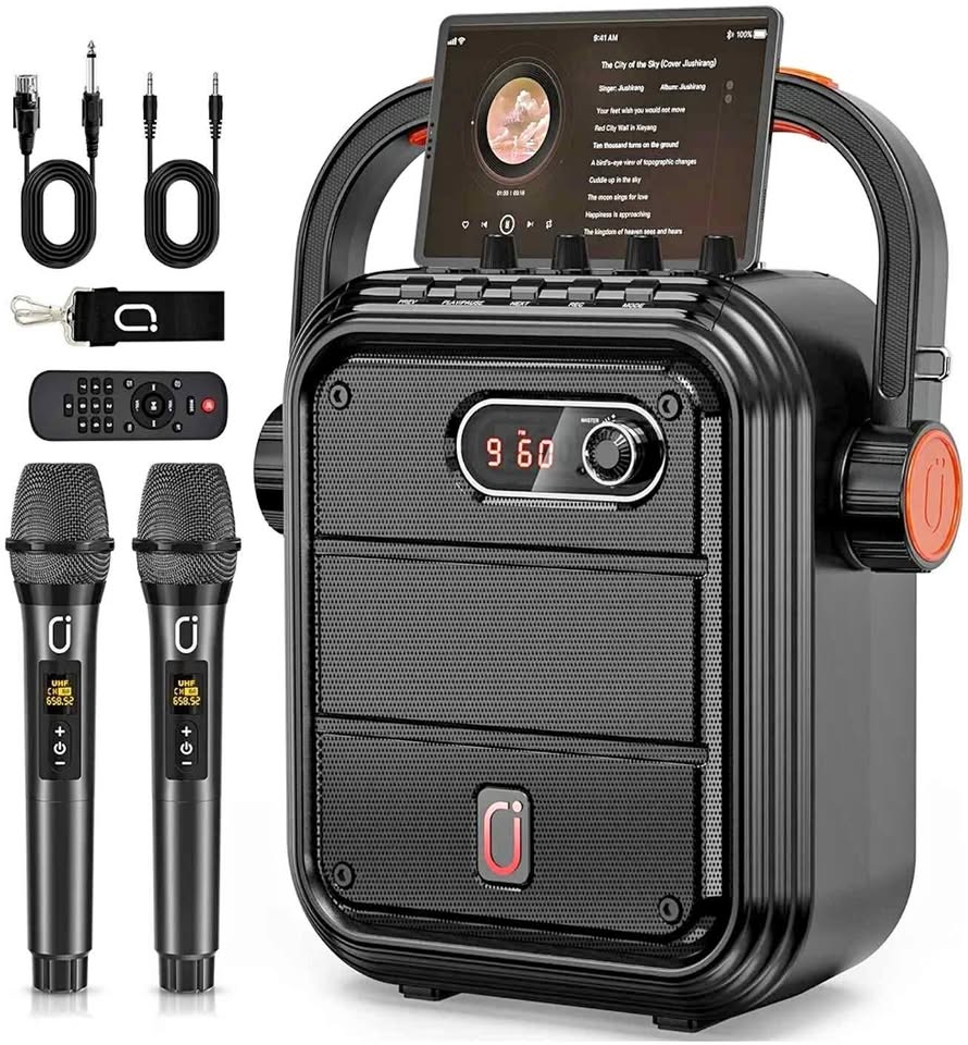 JYX Karaoke Machine with 2 UHF Wireless Microphones