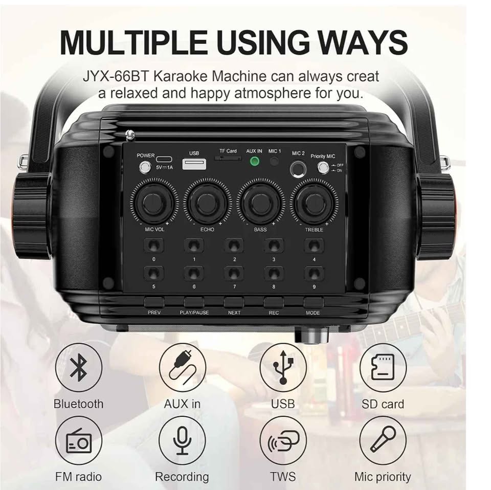 JYX Karaoke Machine with 2 UHF Wireless Microphones - photo 4