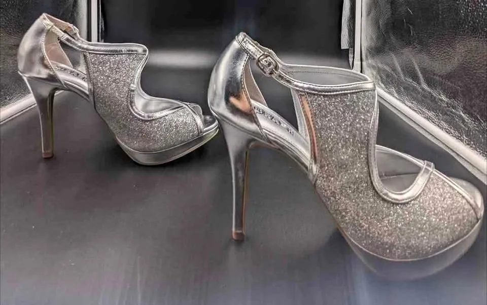 ✨ Silver Glitter Heels – New $55 Retail, Only $10 (Size 7.5) thumbnail