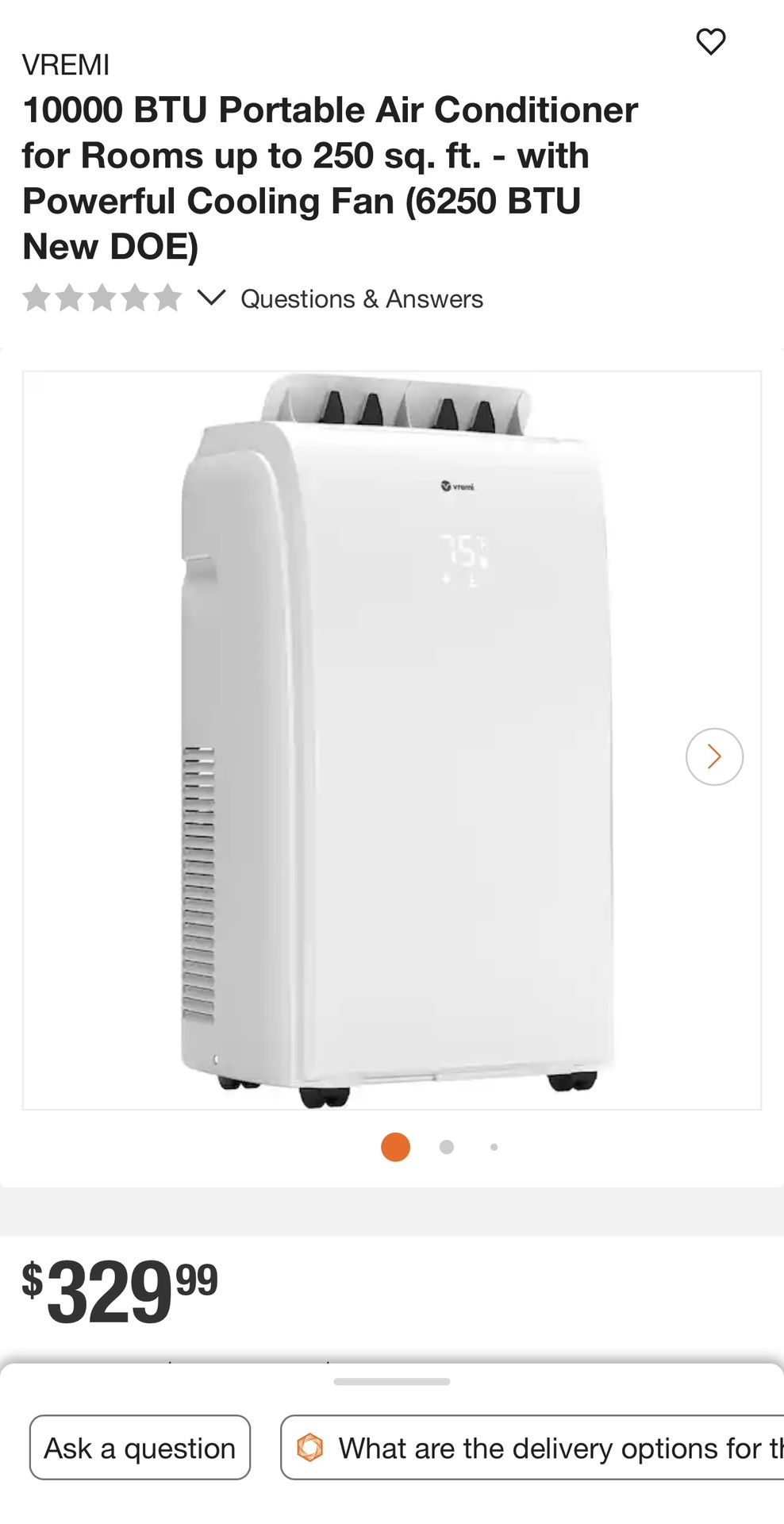 Vremi Rolling (portable) Air Conditioner 10,000 BTUs