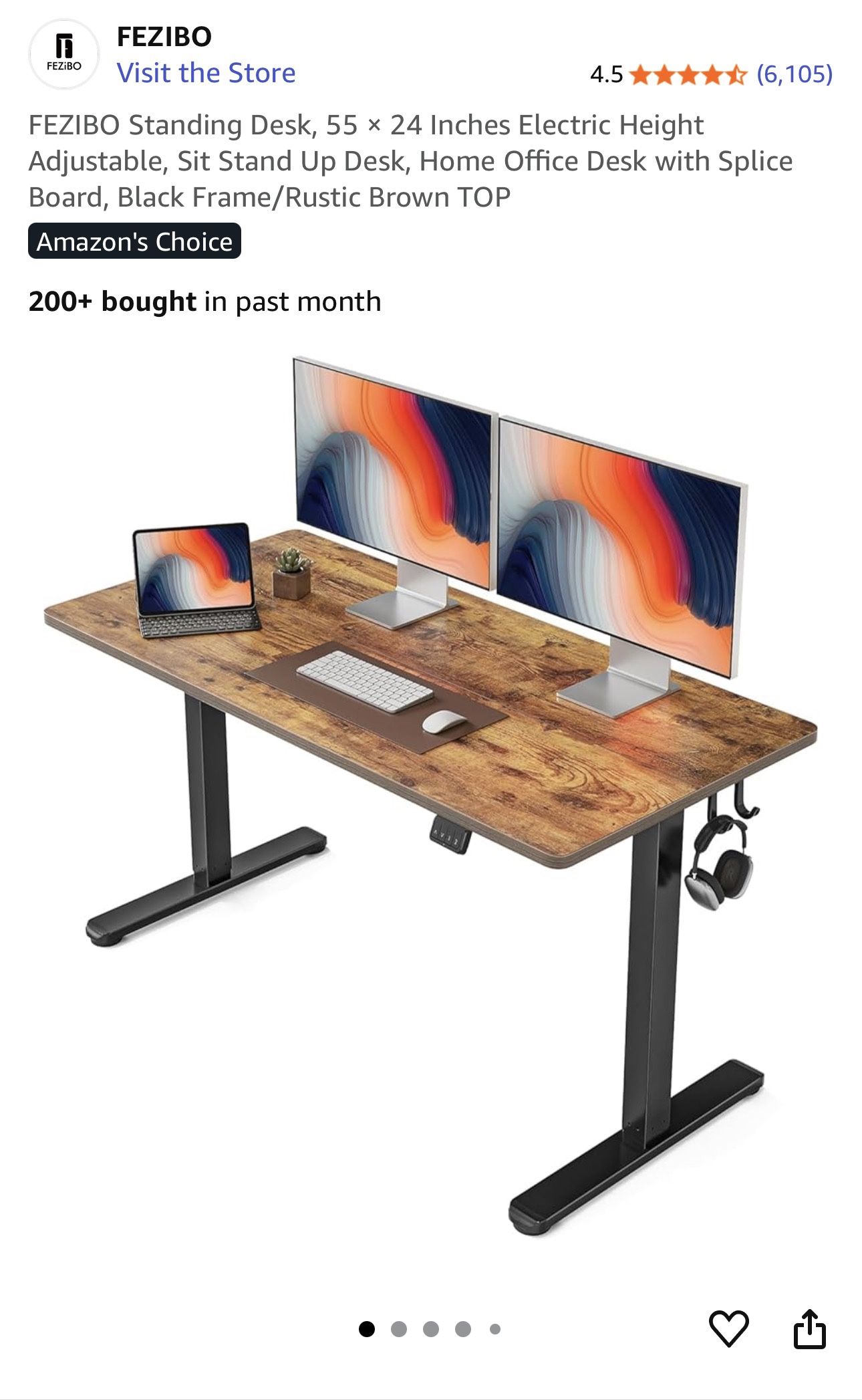 Fezibo Electric Standup Desk (Rustic Brown)