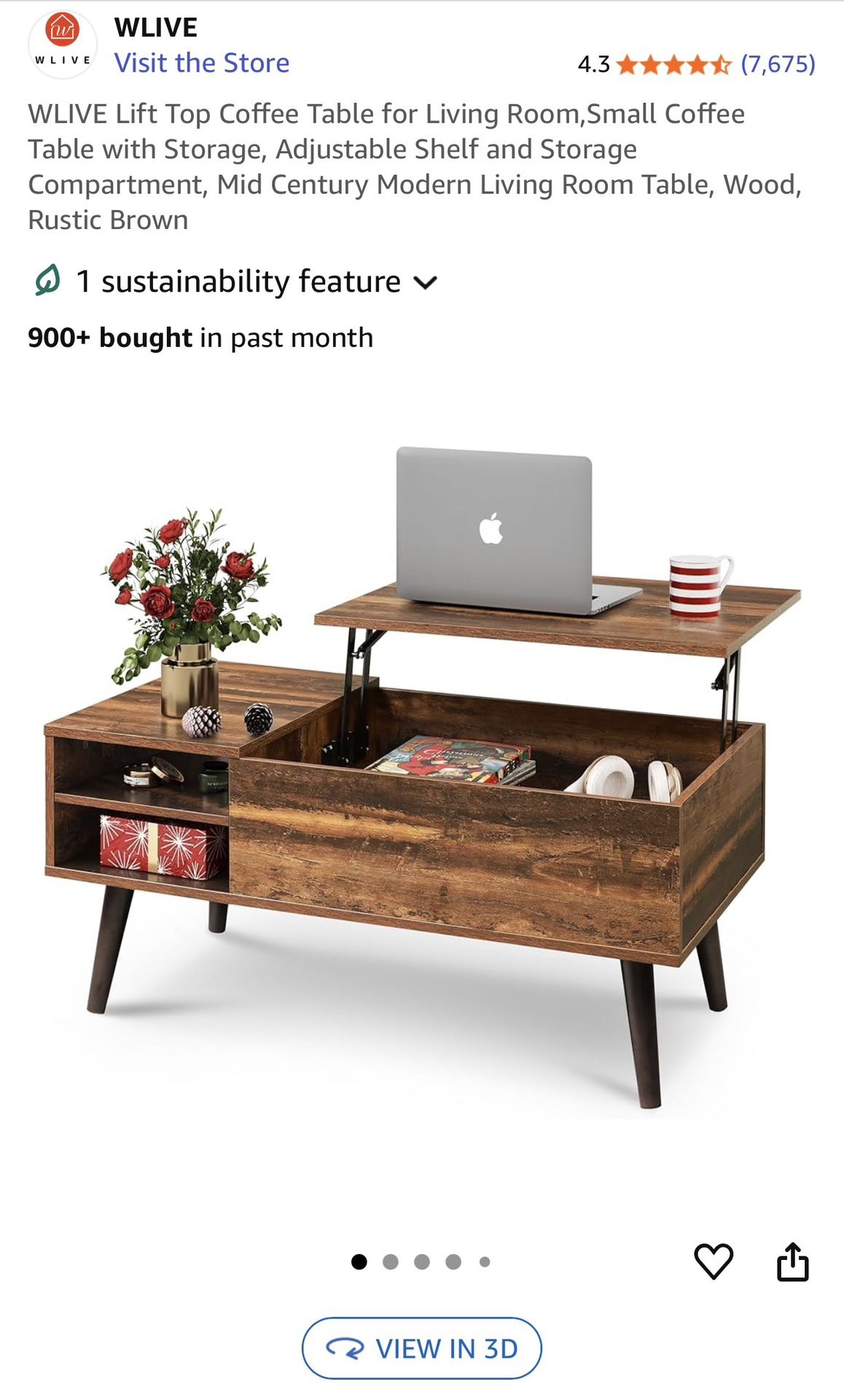 Coffee Table with Lift Top (Retro Brown)