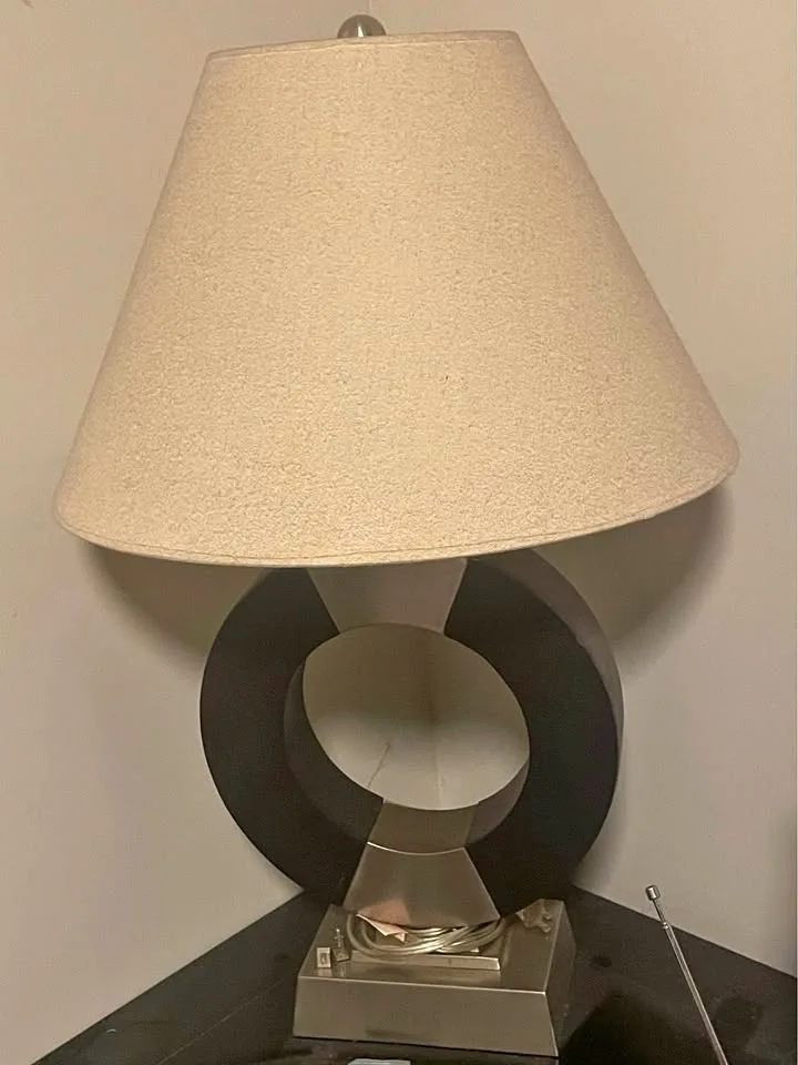 Vintage Brass Desk Lamp with Green Glass Shade thumbnail