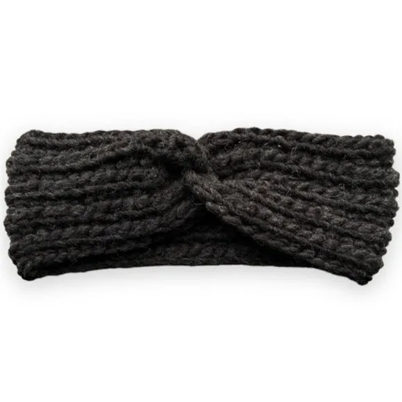 Handmade crochet headband ear warmer black/gray