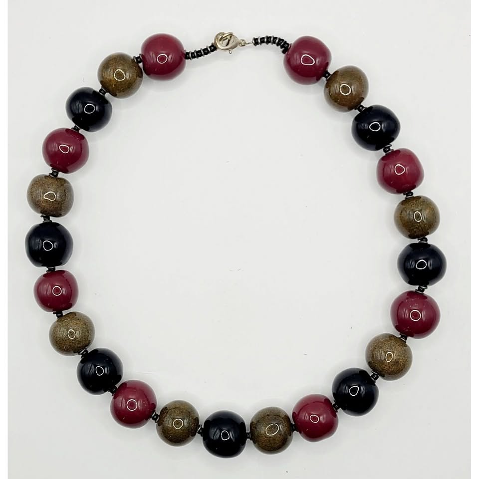 Handcrafted Resin Beaded Necklace MCM Glossy Spheres