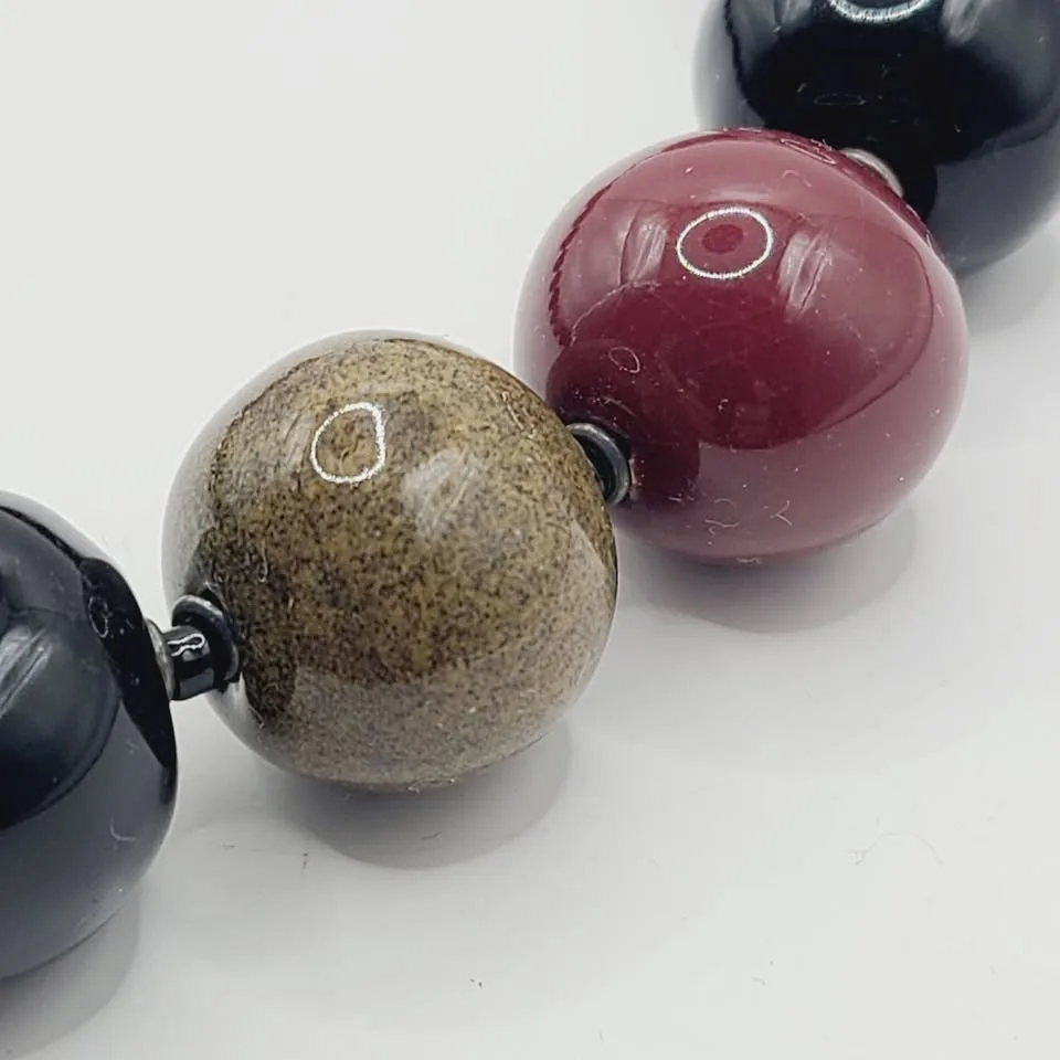 Handcrafted Resin Beaded Necklace MCM Glossy Spheres image indicator(4)