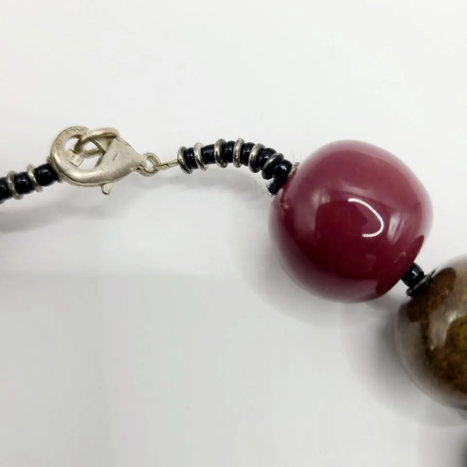 Handcrafted Resin Beaded Necklace MCM Glossy Spheres image indicator(6)