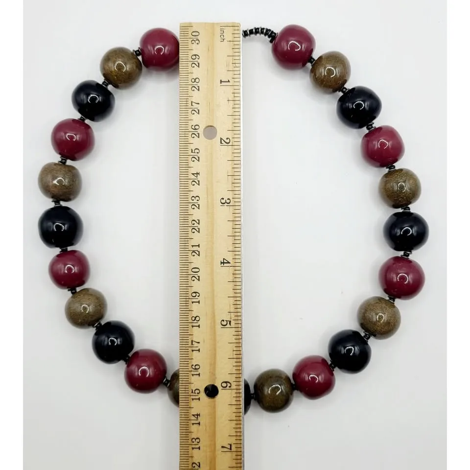 Handcrafted Resin Beaded Necklace MCM Glossy Spheres image indicator(8)