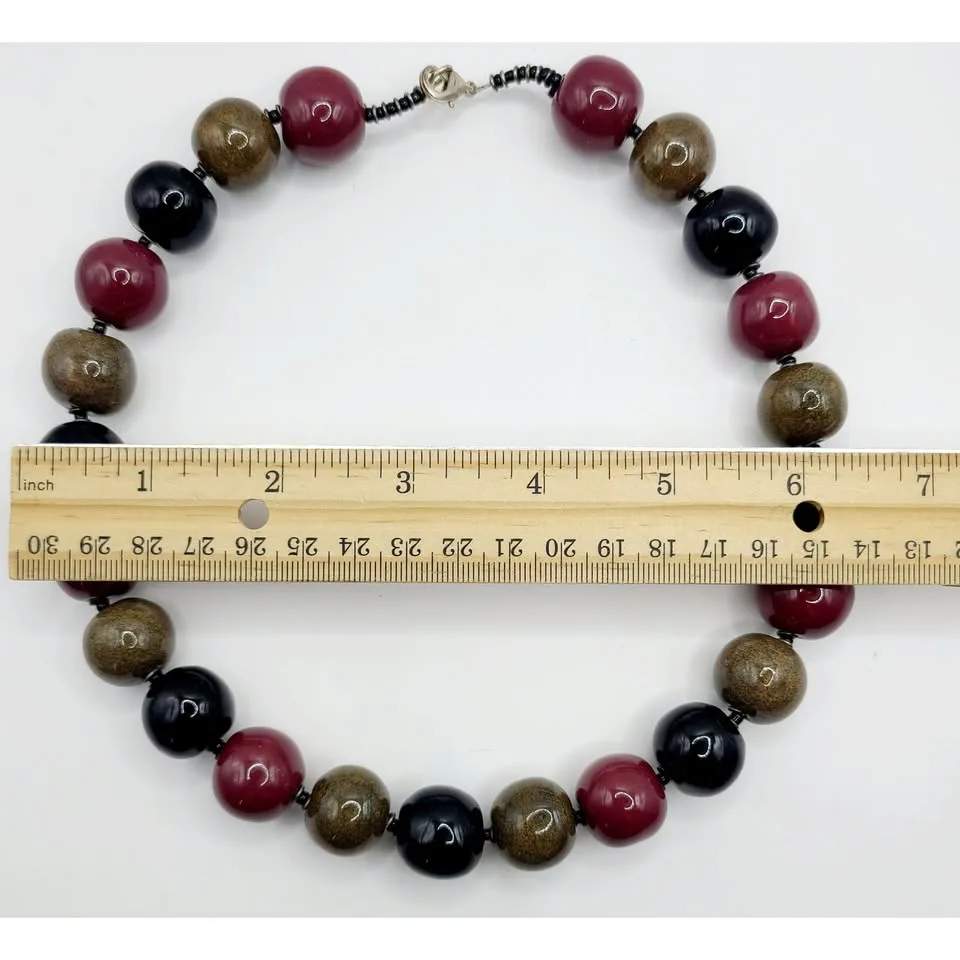 Handcrafted Resin Beaded Necklace MCM Glossy Spheres image indicator(9)