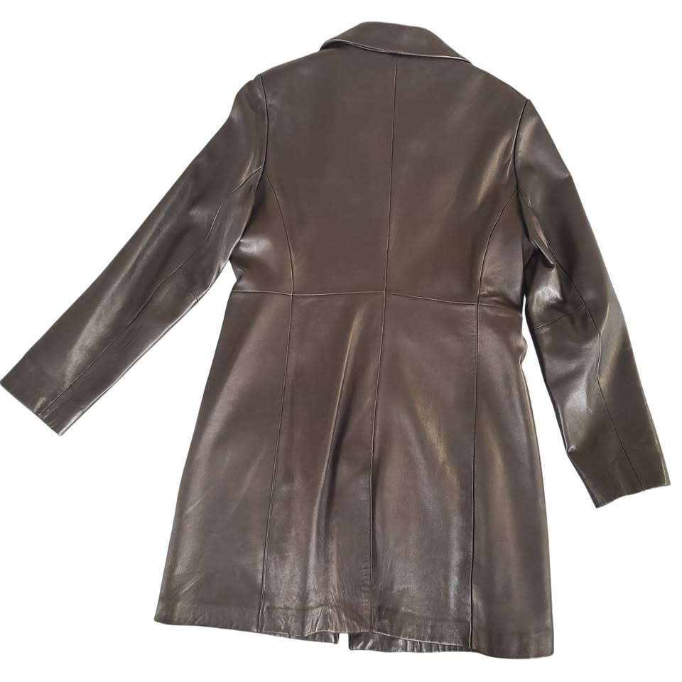 Sally & John NY Leather Trench Coat Jacket L - photo 2