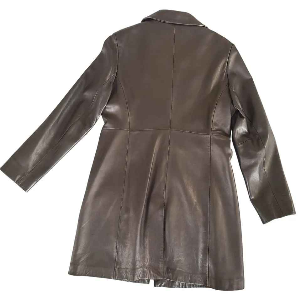Sally & John NY Leather Trench Coat Jacket L image indicator(2)