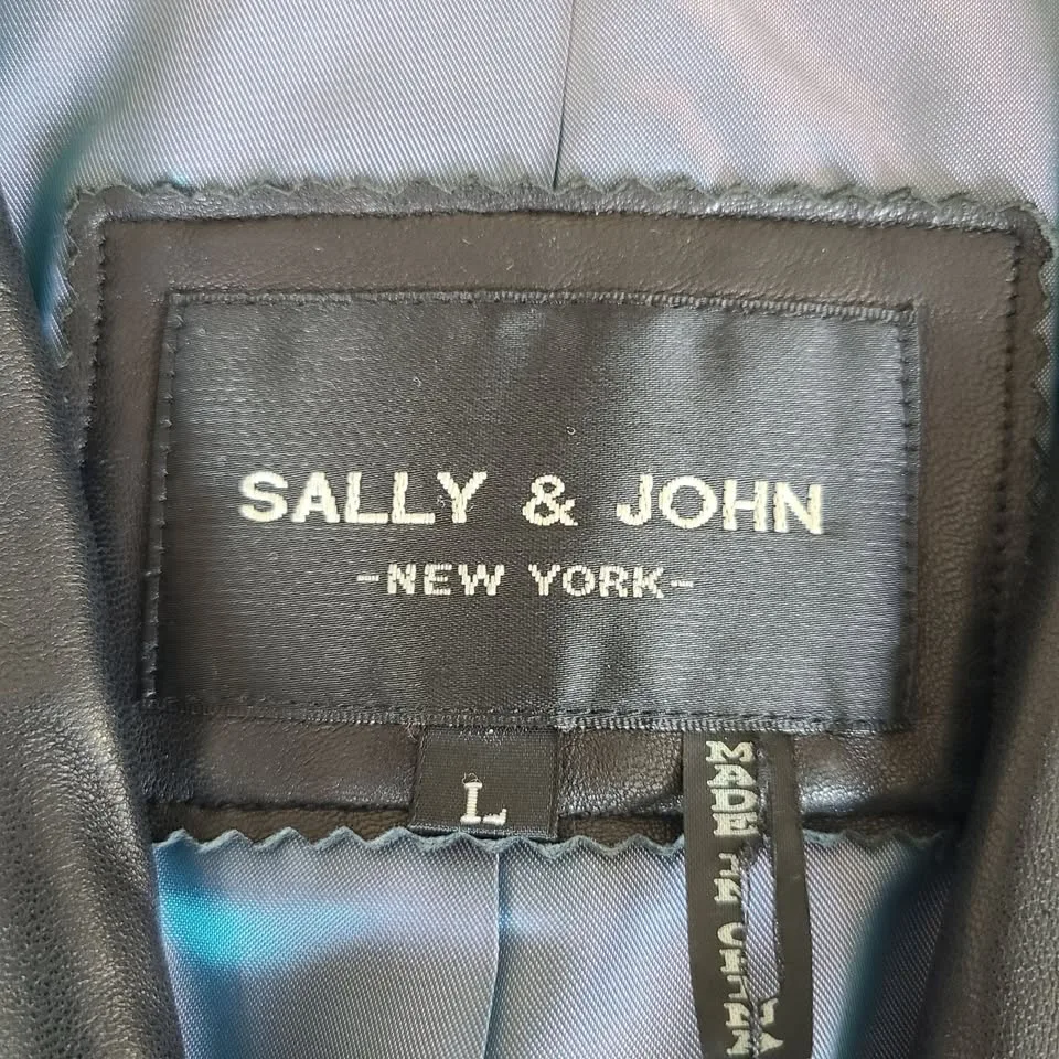 Sally & John NY Leather Trench Coat Jacket L image indicator(4)