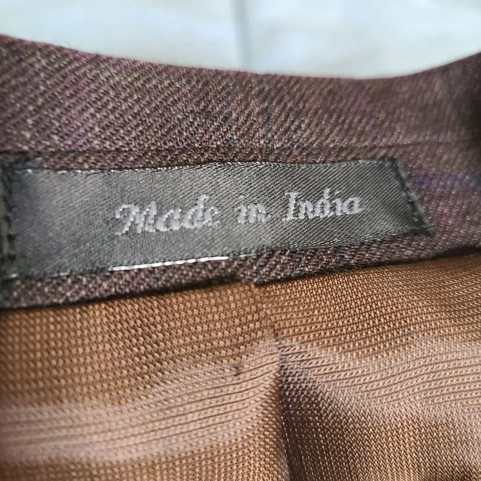 Michael Kors Wool Blazer - Brown with Blue Stripe, 38R image indicator(4)