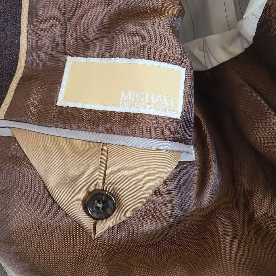 Michael Kors Wool Blazer - Brown with Blue Stripe, 38R image indicator(5)