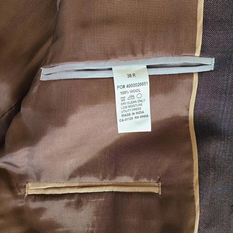 Michael Kors Wool Blazer - Brown with Blue Stripe, 38R image indicator(6)