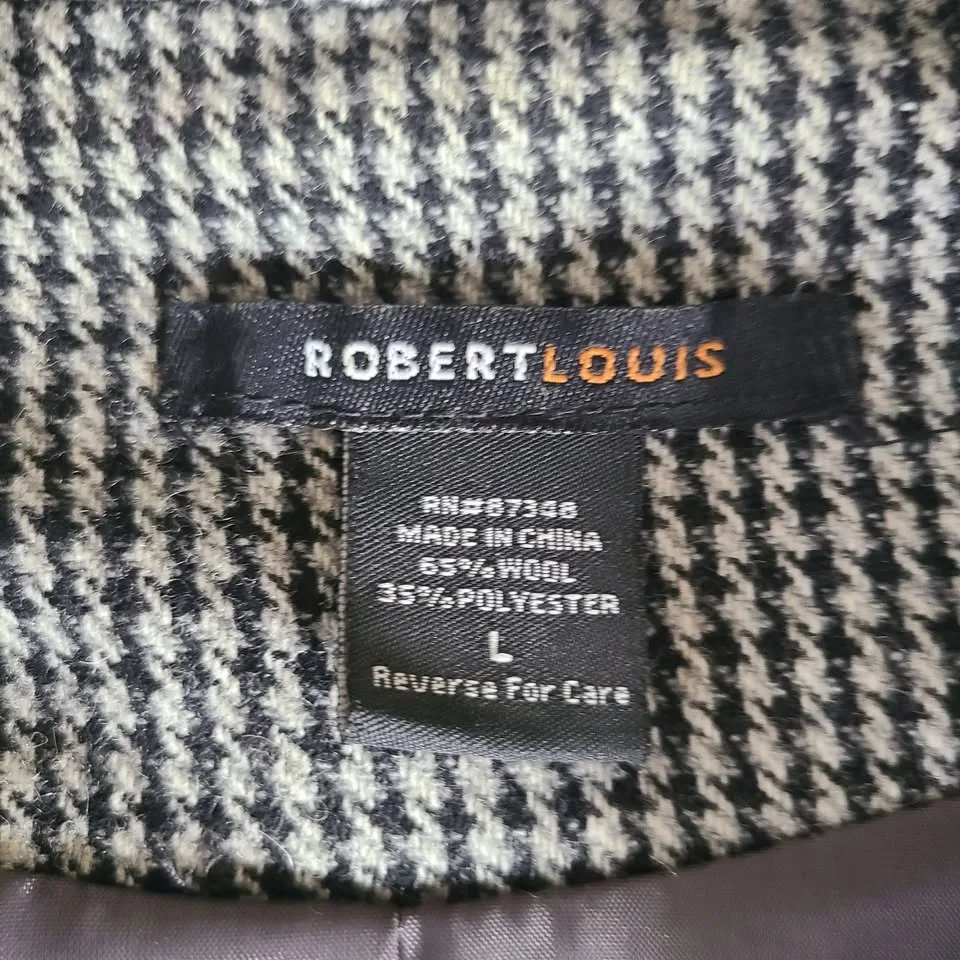 Robert Louis Houndstooth Wool Blend Peacoat - Size L image indicator(4)