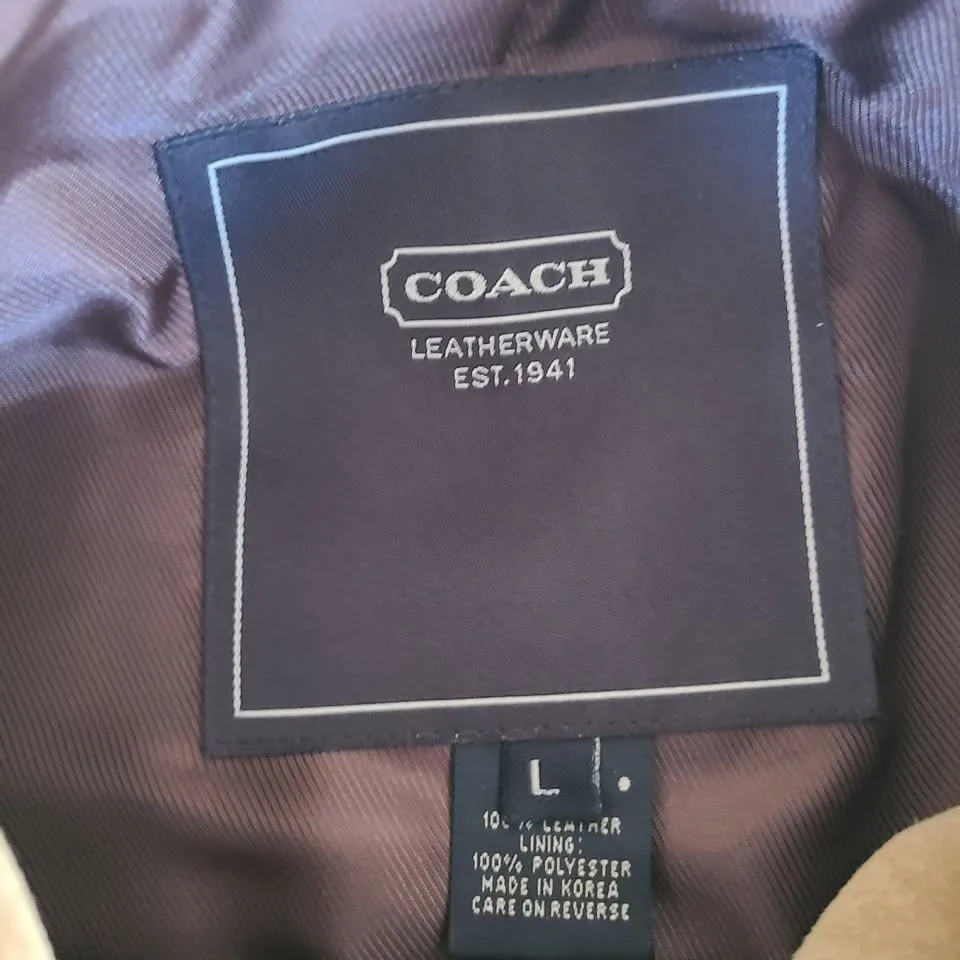 Coach Suede Leather Jacket Large Tan Camel Blazer image indicator(2)