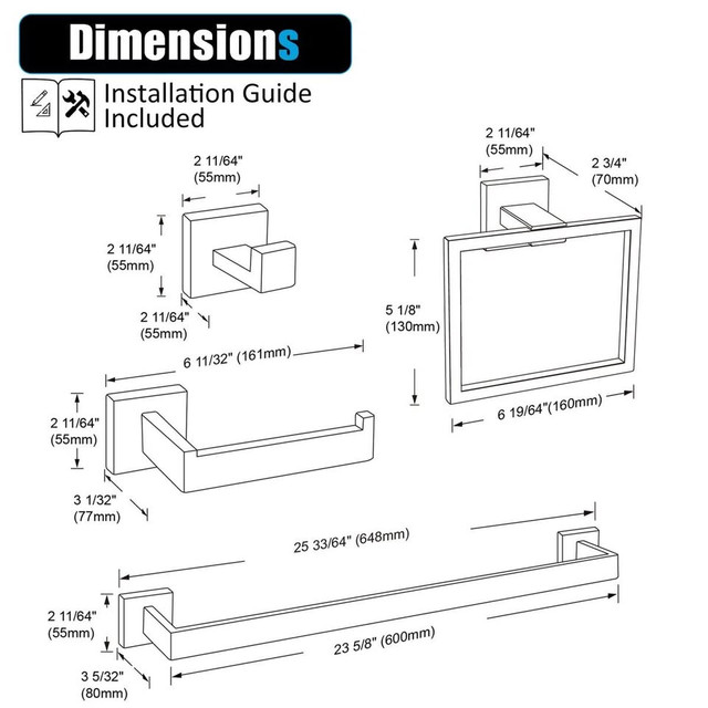 Brand New 5-Piece Bathroom Hardware Set B09A5-BK - photo 2