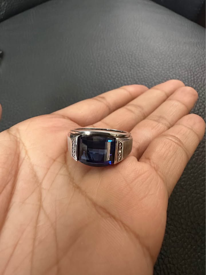 People’s Barrel-Cut Blue Lab-Created Sapphire Ring - photo 2