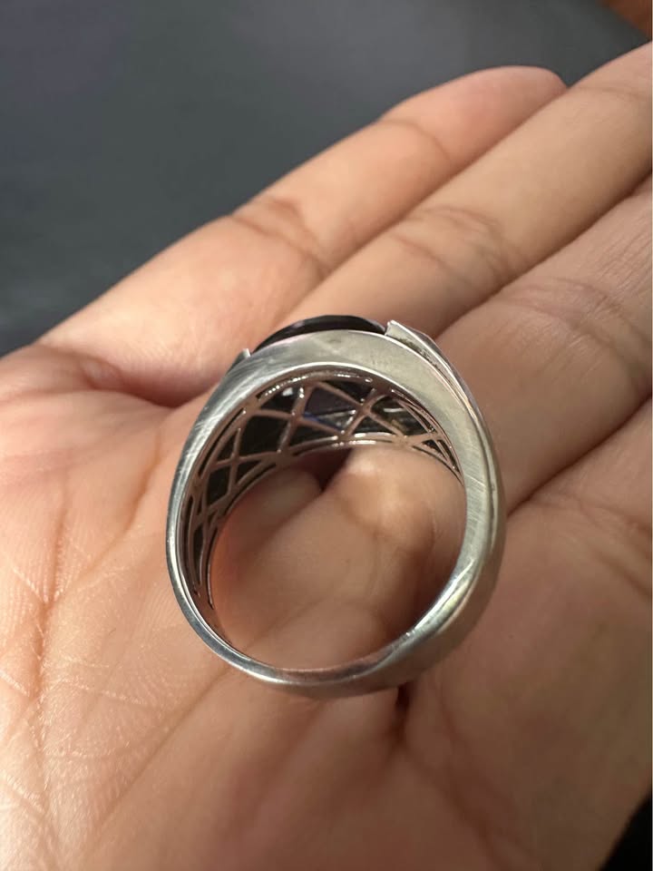People’s Barrel-Cut Blue Lab-Created Sapphire Ring - photo 4