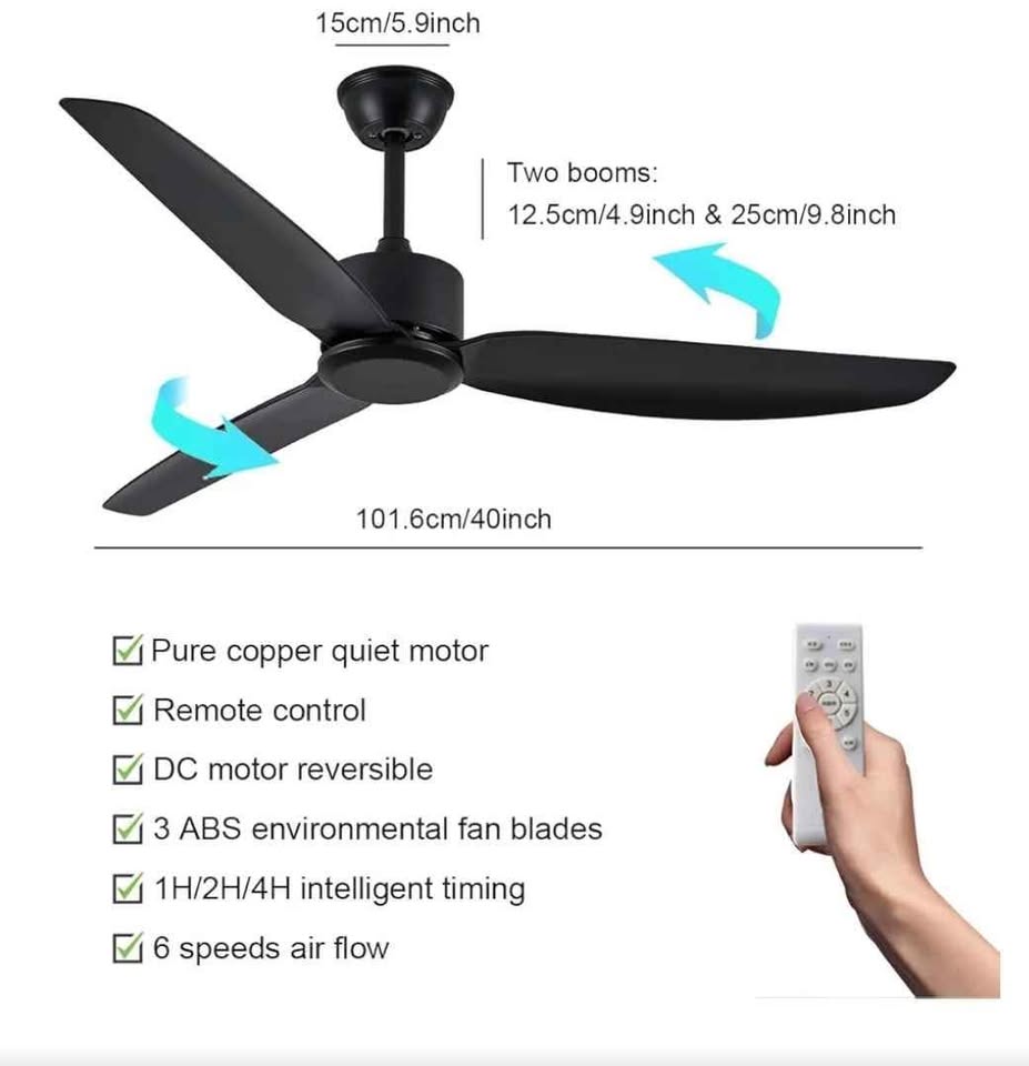 40" Modern DC Ceiling Fan with Remote – Beizelte - photo 2