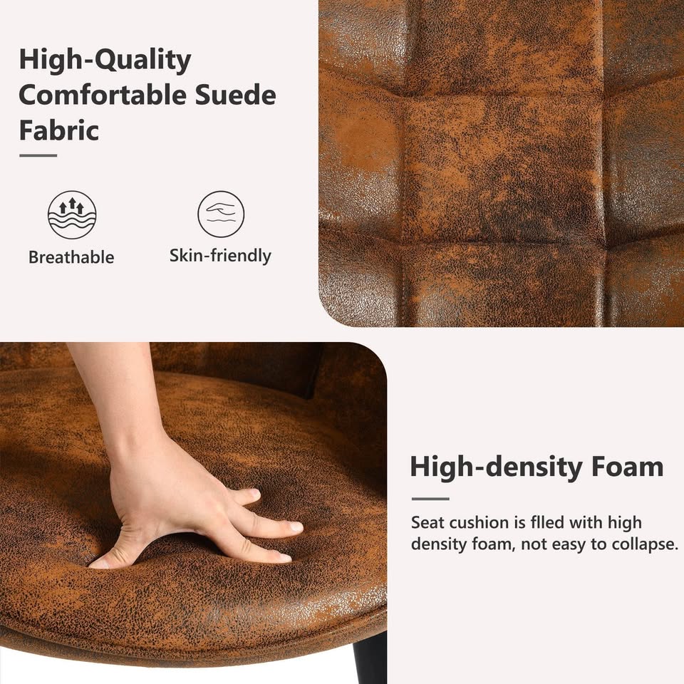 Accent Chair with Wing Back, Brown Faux Suede - photo 3