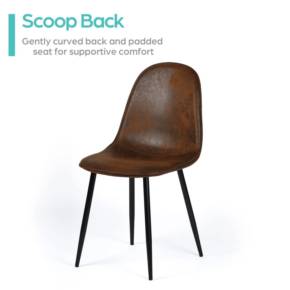 Set of 4 Modern Dining Chairs, Brown Faux Suede - photo 2