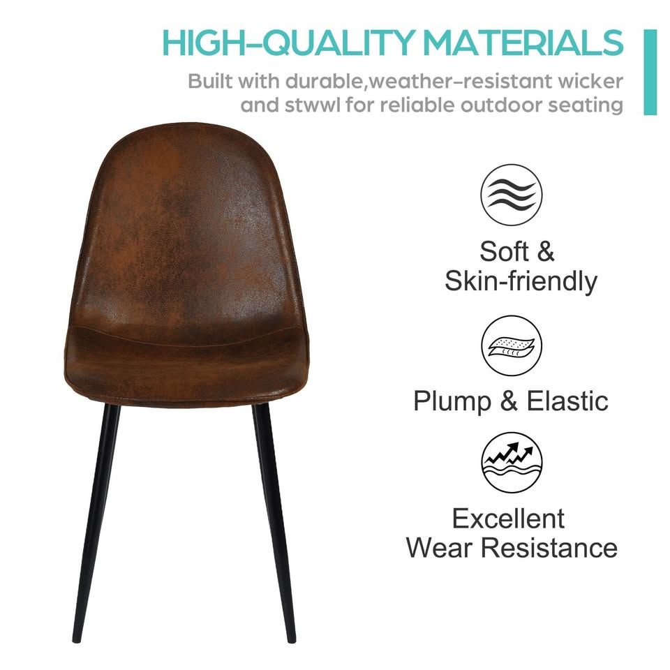 Set of 4 Modern Dining Chairs, Brown Faux Suede - photo 3