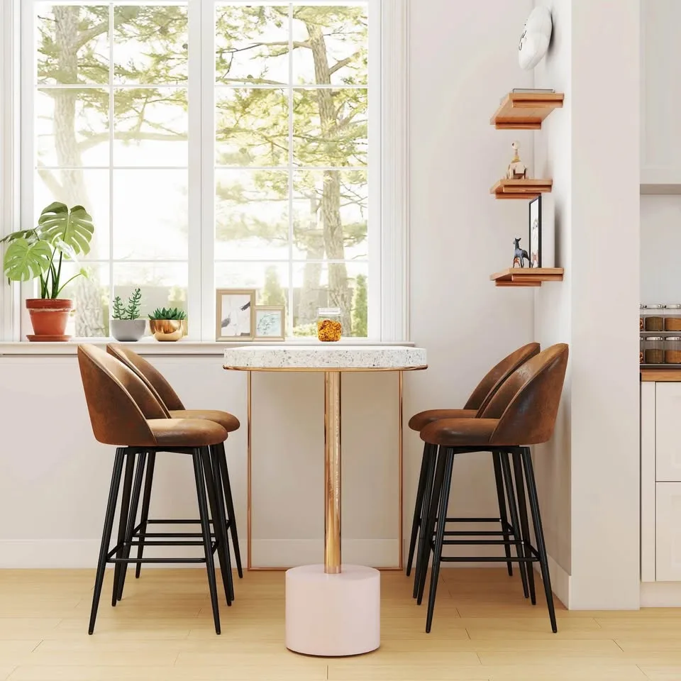 Vintage Brown 26" Swivel Counter Height Bar Stools Set of 2 image indicator(3)