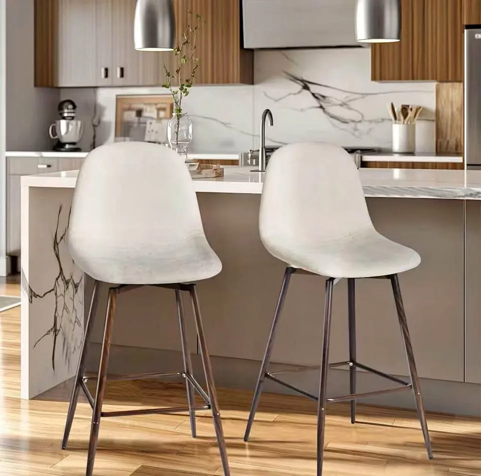 Homy Casa Charlton Beige Swivel Counter Stools - Set of 2 thumbnail