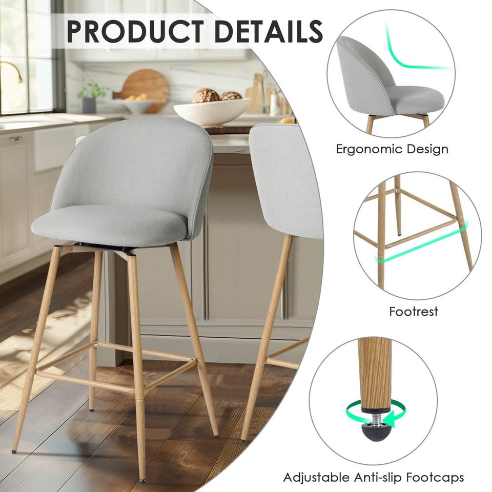 Modern Grey Swivel Counter Stool 2-Piece Set - photo 2
