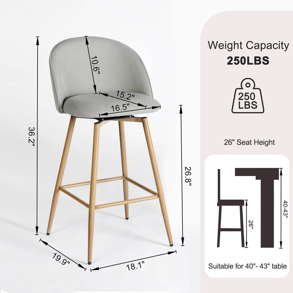 Modern Grey Swivel Counter Stool 2-Piece Set - photo 4