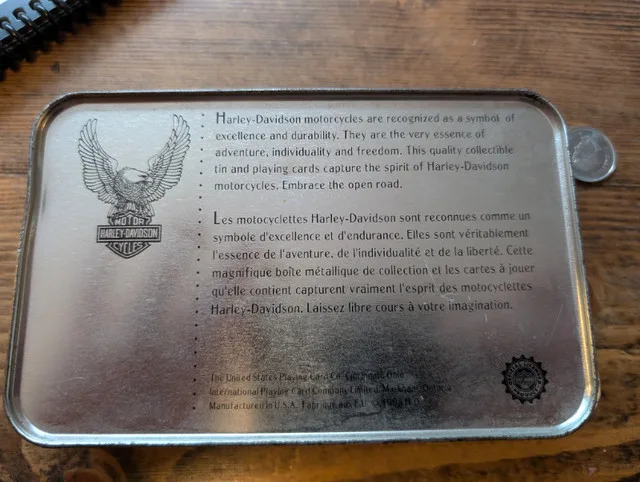 Harley Davidson Vintage Playing Cards W/ Tin image indicator(3)