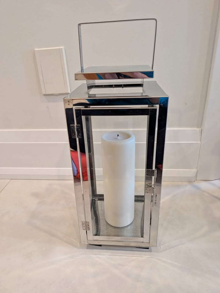 Metal Outdoor Lantern in Stainless Steel Finish