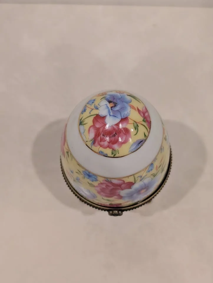 Limoges Hand Painted Egg France Trinket Box image indicator(2)