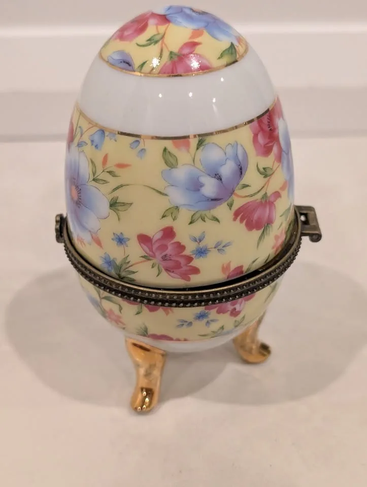 Limoges Hand Painted Egg France Trinket Box image indicator(3)